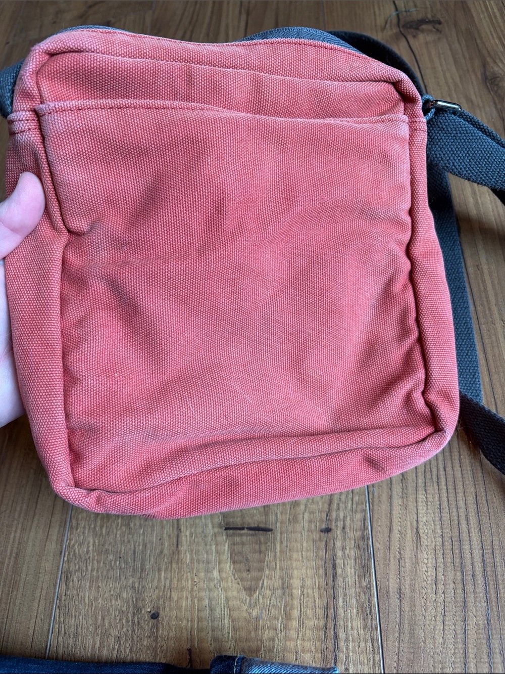 Duluth Trading Co Red Canvas Crossbody Messenger with Grey Strap - Picture 4 of 6